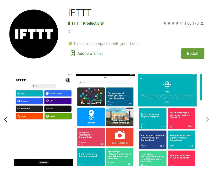 IFTTT app in playstore