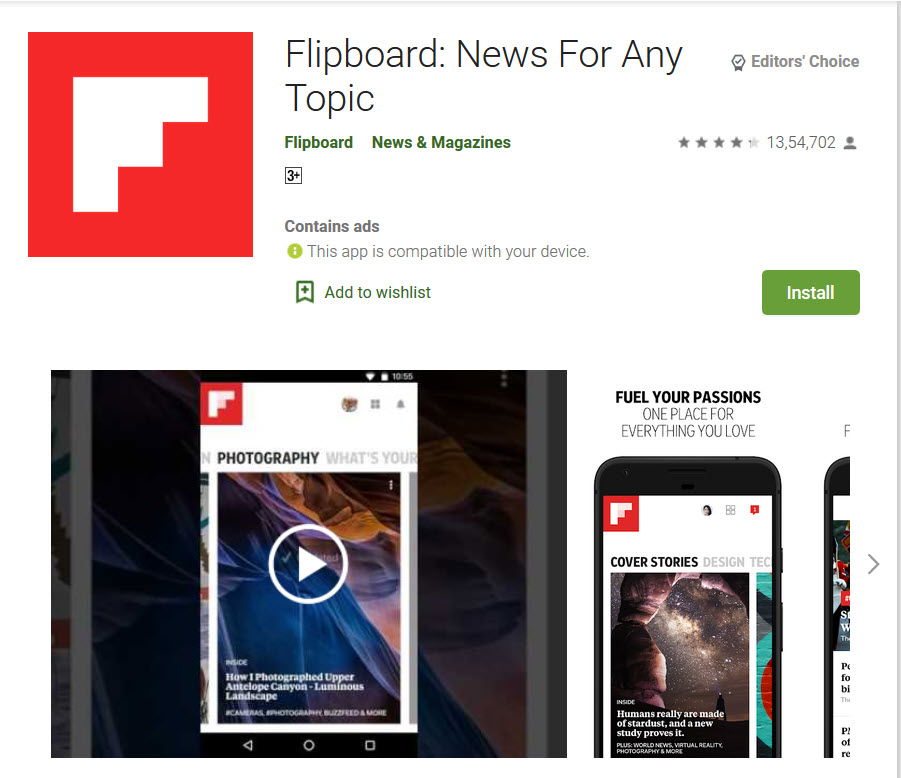 Flipboard app in playstore