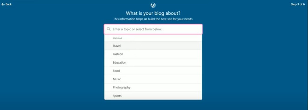 wordpress.com website building step2